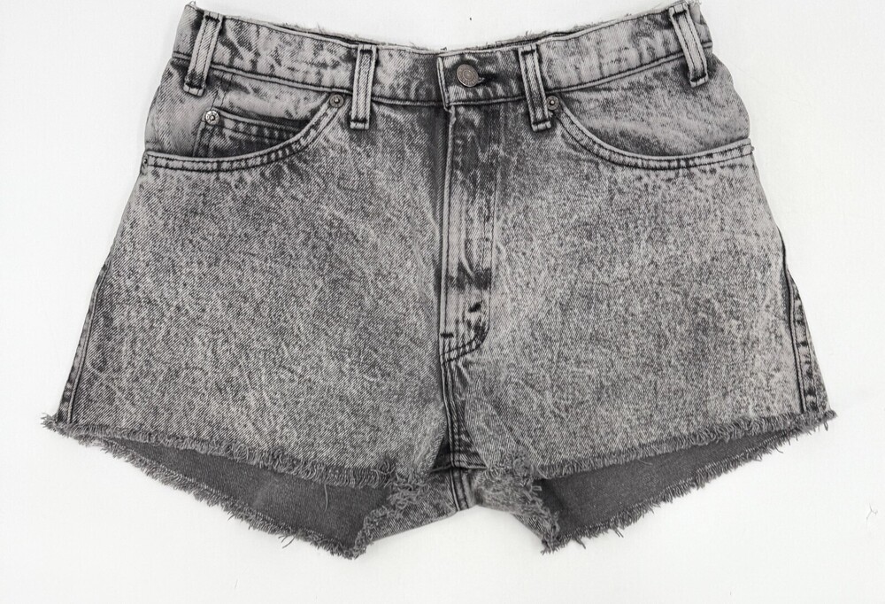Vintage Levis Shorts Womens 32 Black Acid Wash Denim Cut Off Distressed 90s